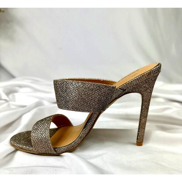 Express Shimmery Slip On Open Toe Pump Bronze/Silver 7 - Picture 4 of 12